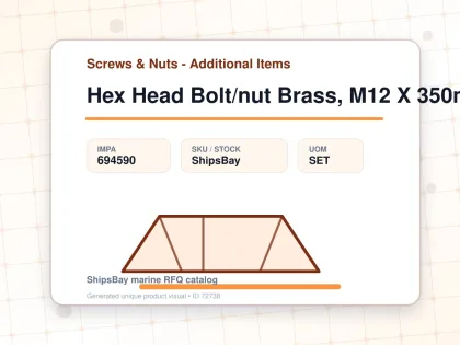 Hex Head Bolt/nut Brass, M12 X 350mm - Screws & Nuts - Additional Items - IMPA 694590 - UOM SET