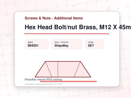 Hex Head Bolt/nut Brass, M12 X 45mm - Screws & Nuts - Additional Items - IMPA 694551 - UOM SET