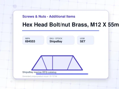 Hex Head Bolt/nut Brass, M12 X 55mm - Screws & Nuts - Additional Items - IMPA 694553 - UOM SET