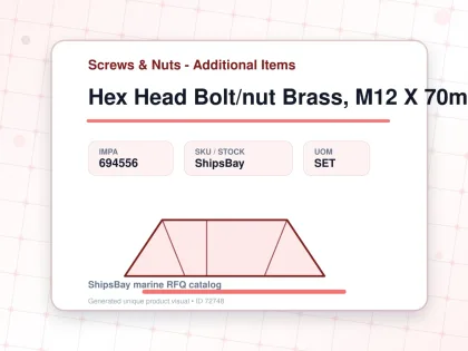 Hex Head Bolt/nut Brass, M12 X 70mm - Screws & Nuts - Additional Items - IMPA 694556 - UOM SET
