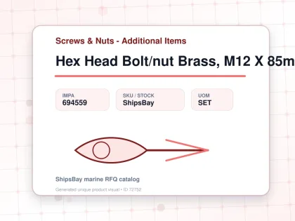 Hex Head Bolt/nut Brass, M12 X 85mm - Screws & Nuts - Additional Items - IMPA 694559 - UOM SET