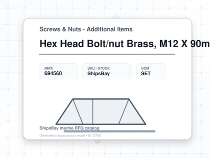 Hex Head Bolt/nut Brass, M12 X 90mm - Screws & Nuts - Additional Items - IMPA 694560 - UOM SET