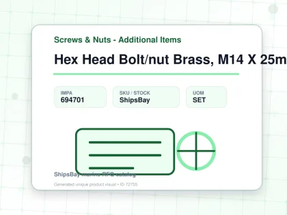 Hex Head Bolt/nut Brass, M14 X 25mm - Screws & Nuts - Additional Items - IMPA 694701 - UOM SET