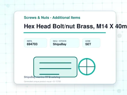 Hex Head Bolt/nut Brass, M14 X 40mm - Screws & Nuts - Additional Items - IMPA 694703 - UOM SET