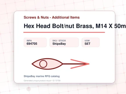 Hex Head Bolt/nut Brass, M14 X 50mm - Screws & Nuts - Additional Items - IMPA 694705 - UOM SET
