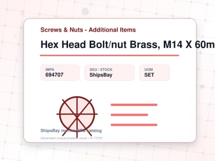 Hex Head Bolt/nut Brass, M14 X 60mm - Screws & Nuts - Additional Items - IMPA 694707 - UOM SET