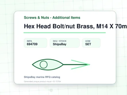 Hex Head Bolt/nut Brass, M14 X 70mm - Screws & Nuts - Additional Items - IMPA 694709 - UOM SET