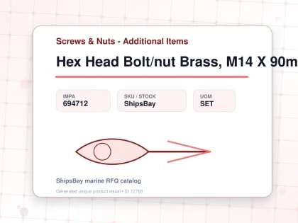 Hex Head Bolt/nut Brass, M14 X 90mm - Screws & Nuts - Additional Items - IMPA 694712 - UOM SET