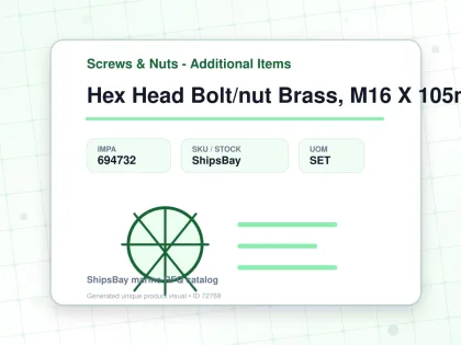 Hex Head Bolt/nut Brass, M16 X 105mm - Screws & Nuts - Additional Items - IMPA 694732 - UOM SET
