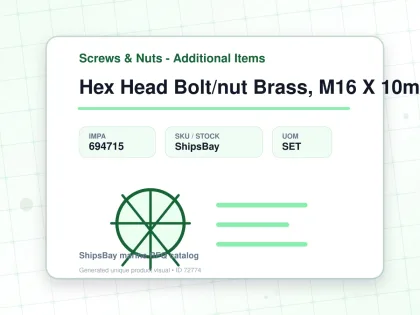 Hex Head Bolt/nut Brass, M16 X 10mm - Screws & Nuts - Additional Items - IMPA 694715 - UOM SET