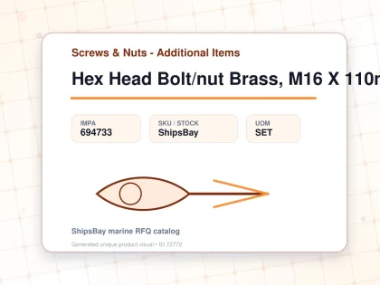 Hex Head Bolt/nut Brass, M16 X 110mm - Screws & Nuts - Additional Items - IMPA 694733 - UOM SET
