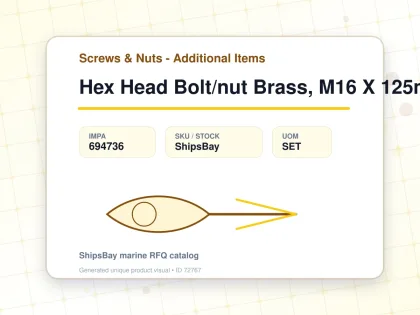 Hex Head Bolt/nut Brass, M16 X 125mm - Screws & Nuts - Additional Items - IMPA 694736 - UOM SET