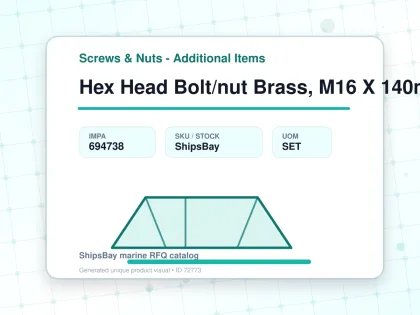Hex Head Bolt/nut Brass, M16 X 140mm - Screws & Nuts - Additional Items - IMPA 694738 - UOM SET