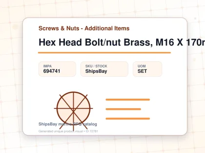 Hex Head Bolt/nut Brass, M16 X 170mm - Screws & Nuts - Additional Items - IMPA 694741 - UOM SET