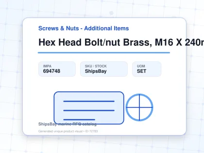Hex Head Bolt/nut Brass, M16 X 240mm - Screws & Nuts - Additional Items - IMPA 694748 - UOM SET