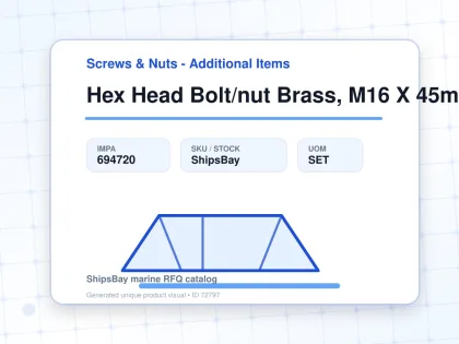 Hex Head Bolt/nut Brass, M16 X 45mm - Screws & Nuts - Additional Items - IMPA 694720 - UOM SET