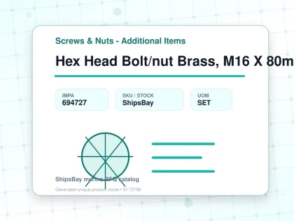 Hex Head Bolt/nut Brass, M16 X 80mm - Screws & Nuts - Additional Items - IMPA 694727 - UOM SET