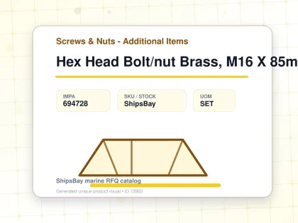 Hex Head Bolt/nut Brass, M16 X 85mm - Screws & Nuts - Additional Items - IMPA 694728 - UOM SET