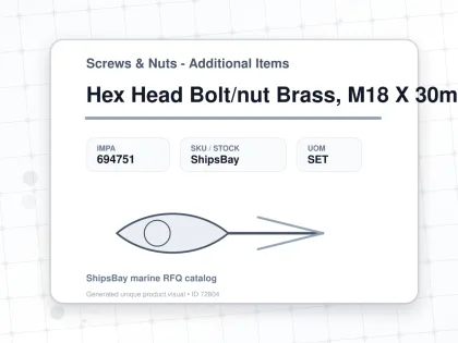 Hex Head Bolt/nut Brass, M18 X 30mm - Screws & Nuts - Additional Items - IMPA 694751 - UOM SET
