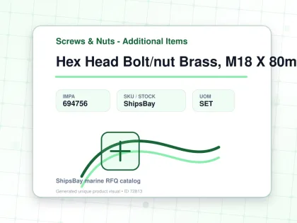 Hex Head Bolt/nut Brass, M18 X 80mm - Screws & Nuts - Additional Items - IMPA 694756 - UOM SET