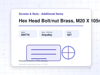 Hex Head Bolt/nut Brass, M20 X 105mm - Screws & Nuts - Additional Items - IMPA 694776 - UOM SET