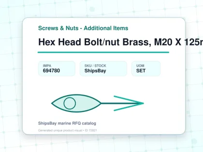 Hex Head Bolt/nut Brass, M20 X 125mm - Screws & Nuts - Additional Items - IMPA 694780 - UOM SET