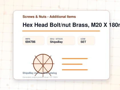 Hex Head Bolt/nut Brass, M20 X 180mm - Screws & Nuts - Additional Items - IMPA 694786 - UOM SET