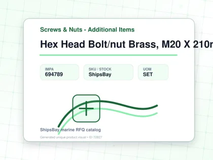 Hex Head Bolt/nut Brass, M20 X 210mm - Screws & Nuts - Additional Items - IMPA 694789 - UOM SET