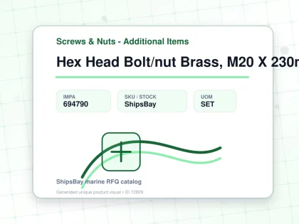 Hex Head Bolt/nut Brass, M20 X 230mm - Screws & Nuts - Additional Items - IMPA 694790 - UOM SET