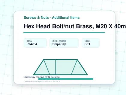 Hex Head Bolt/nut Brass, M20 X 40mm - Screws & Nuts - Additional Items - IMPA 694764 - UOM SET