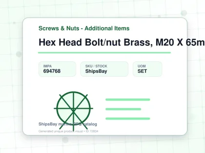 Hex Head Bolt/nut Brass, M20 X 65mm - Screws & Nuts - Additional Items - IMPA 694768 - UOM SET