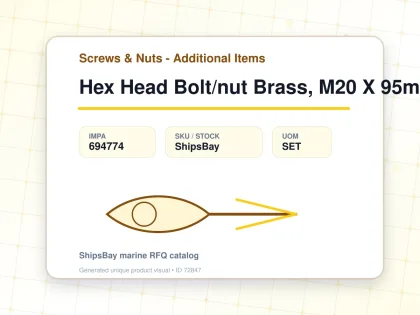 Hex Head Bolt/nut Brass, M20 X 95mm - Screws & Nuts - Additional Items - IMPA 694774 - UOM SET