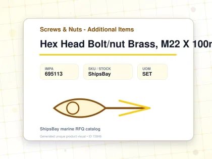 Hex Head Bolt/nut Brass, M22 X 100mm - Screws & Nuts - Additional Items - IMPA 695113 - UOM SET
