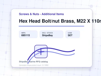 Hex Head Bolt/nut Brass, M22 X 110mm - Screws & Nuts - Additional Items - IMPA 695115 - UOM SET
