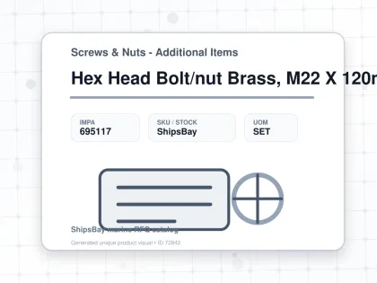 Hex Head Bolt/nut Brass, M22 X 120mm - Screws & Nuts - Additional Items - IMPA 695117 - UOM SET