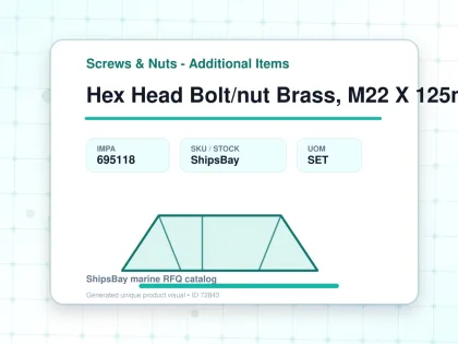 Hex Head Bolt/nut Brass, M22 X 125mm - Screws & Nuts - Additional Items - IMPA 695118 - UOM SET