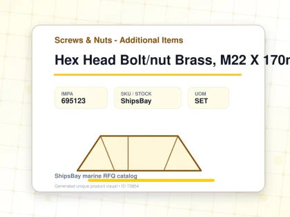 Hex Head Bolt/nut Brass, M22 X 170mm - Screws & Nuts - Additional Items - IMPA 695123 - UOM SET