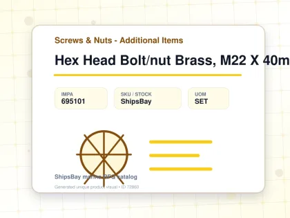 Hex Head Bolt/nut Brass, M22 X 40mm - Screws & Nuts - Additional Items - IMPA 695101 - UOM SET