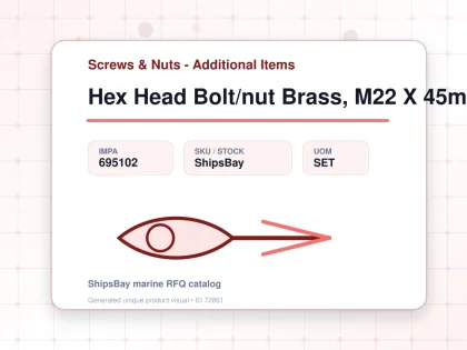 Hex Head Bolt/nut Brass, M22 X 45mm - Screws & Nuts - Additional Items - IMPA 695102 - UOM SET