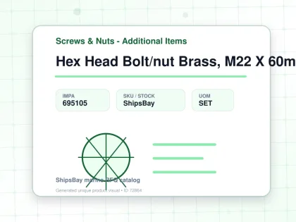 Hex Head Bolt/nut Brass, M22 X 60mm - Screws & Nuts - Additional Items - IMPA 695105 - UOM SET