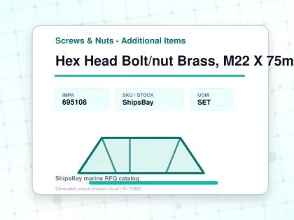 Hex Head Bolt/nut Brass, M22 X 75mm - Screws & Nuts - Additional Items - IMPA 695108 - UOM SET