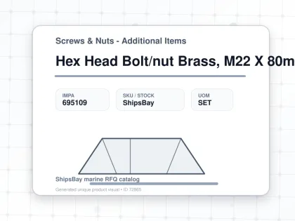 Hex Head Bolt/nut Brass, M22 X 80mm - Screws & Nuts - Additional Items - IMPA 695109 - UOM SET