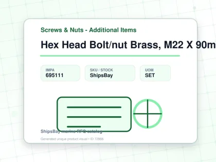 Hex Head Bolt/nut Brass, M22 X 90mm - Screws & Nuts - Additional Items - IMPA 695111 - UOM SET