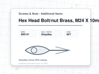Hex Head Bolt/nut Brass, M24 X 10mm - Screws & Nuts - Additional Items - IMPA 695131 - UOM SET