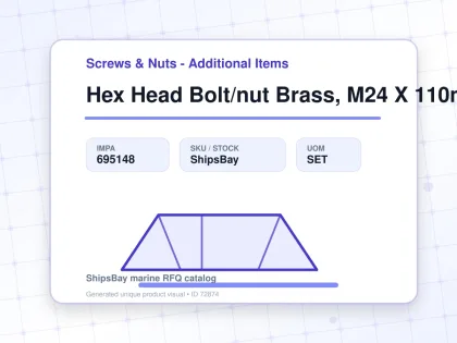 Hex Head Bolt/nut Brass, M24 X 110mm - Screws & Nuts - Additional Items - IMPA 695148 - UOM SET
