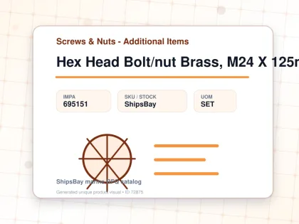 Hex Head Bolt/nut Brass, M24 X 125mm - Screws & Nuts - Additional Items - IMPA 695151 - UOM SET