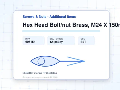 Hex Head Bolt/nut Brass, M24 X 150mm - Screws & Nuts - Additional Items - IMPA 695154 - UOM SET