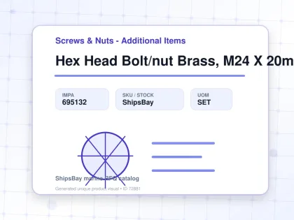 Hex Head Bolt/nut Brass, M24 X 20mm - Screws & Nuts - Additional Items - IMPA 695132 - UOM SET