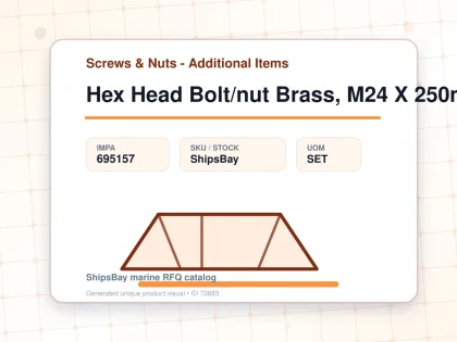 Hex Head Bolt/nut Brass, M24 X 250mm - Screws & Nuts - Additional Items - IMPA 695157 - UOM SET