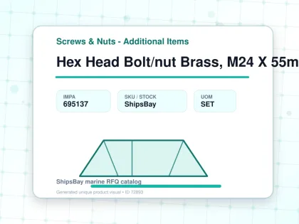 Hex Head Bolt/nut Brass, M24 X 55mm - Screws & Nuts - Additional Items - IMPA 695137 - UOM SET